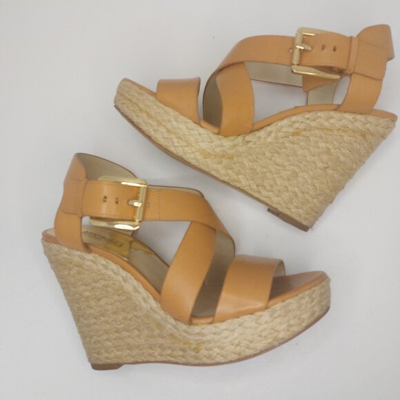 Michael Michael Kors Giovanna Leather Wedge Sandal Women's Size 6.5M - Picture 5 of 15